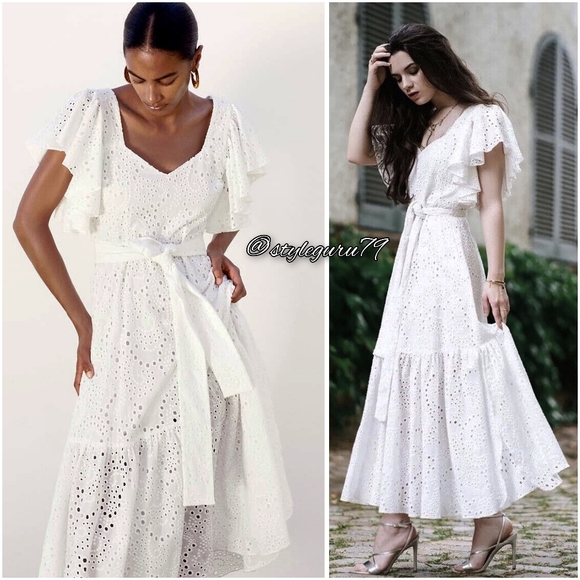Zara Dresses & Skirts - NWT, ZARA, White Embroidered Eyelet Midi Dress